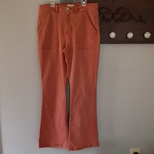 Knox Rose Rust Flare Jeans with Front Patch Pockets